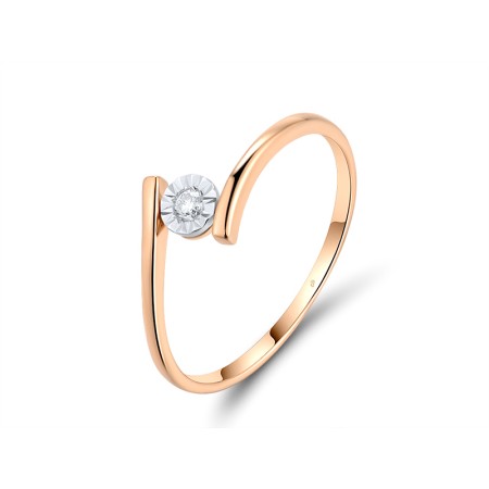 Mirror Plate Solitaire 14K Rose Gold Ring with genuine Diamond (R300932DIA14RTT)