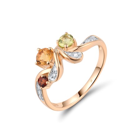 14KRW Ring Citrine,Diamond,Garnet,Peridot (R300938CGPR14KRW)