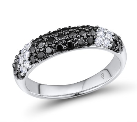 Sterling Silver Ring Black Spinel,White Cubic Zirconia (R301072BSNZSL925)