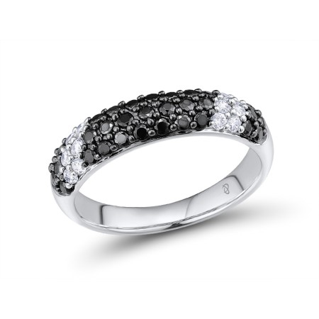 Sterling Silver Ring Black Spinel,White Cubic Zirconia (R301072BSNZSL925)