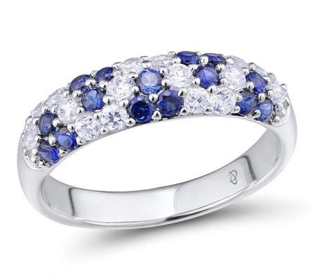 Sterling Silver Ring Created Sapphire,White Cubic Zirconia (R301099CRSZSL925)