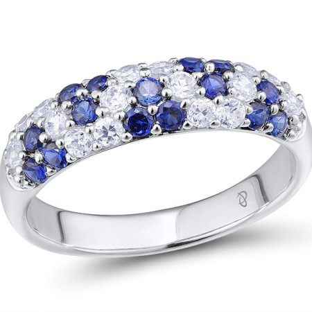 Sterling Silver Ring Created Sapphire,White Cubic Zirconia (R301099CRSZSL925)