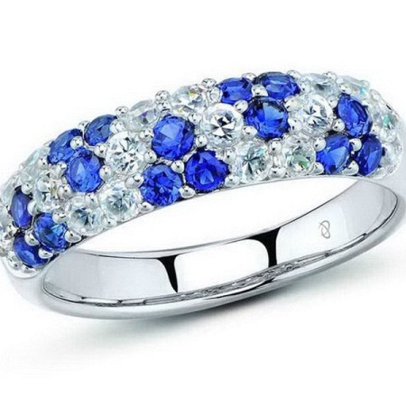 Sterling Silver Ring Tanzanite Blue Cubic Zirconia,White Cubic Zirconia (R301099TBWZSL925)