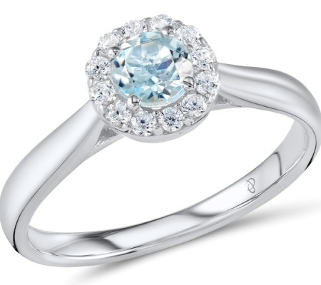 Sterling Silver Ring Blue Topaz (Sky Blue),White Cubic Zirconia (R301108BKZSL925) - US 6.25