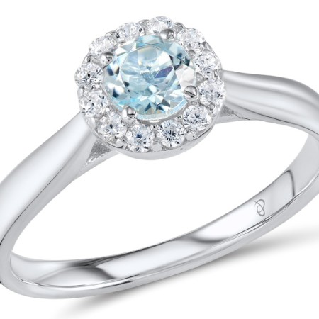 Sterling Silver Ring Blue Topaz (Sky Blue),White Cubic Zirconia (R301108BKZSL925) - US 6.25