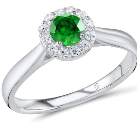 Sterling Silver Ring White Cubic Zirconia,Green Glass (R301108GRGZSL925) - US 5