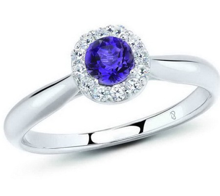 Sterling Silver Ring White Cubic Zirconia,Purple Glass (R301108PGZSL925) - US 5