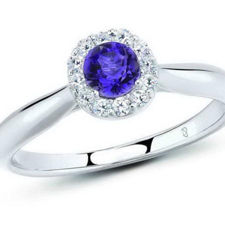 Sterling Silver Ring White Cubic Zirconia,Purple Glass (R301108PGZSL925) - US 5