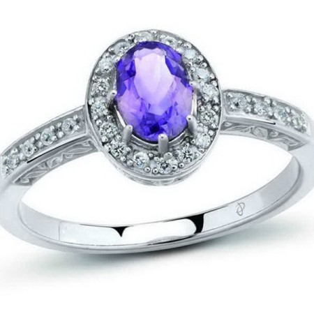 Sterling Silver Ring Amethyst,White Cubic Zirconia (R301119AYZSL925) - US 5