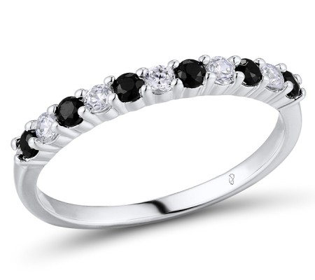Sterling Silver Ring White Cubic Zirconia,Black spinel (R301127BSNZSL925) - US 5