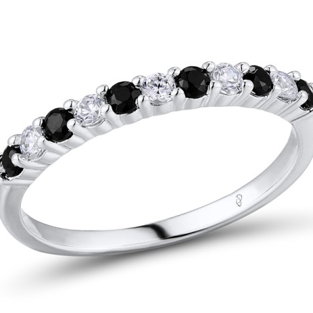 Sterling Silver Ring White Cubic Zirconia,Black spinel (R301127BSNZSL925) - US 5