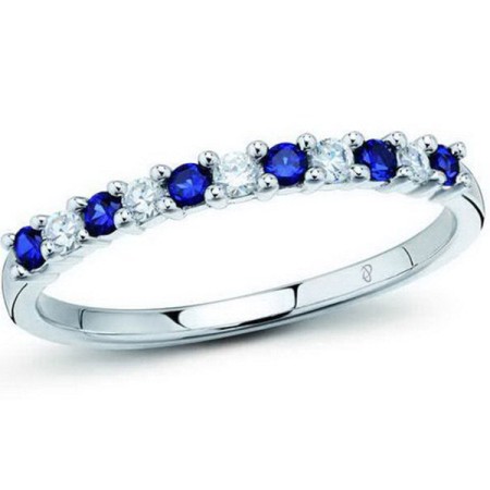 Sterling Silver Ring White Cubic Zirconia,Blue Nano Cubic Zirconia (R301127BZZSL925) - US 5