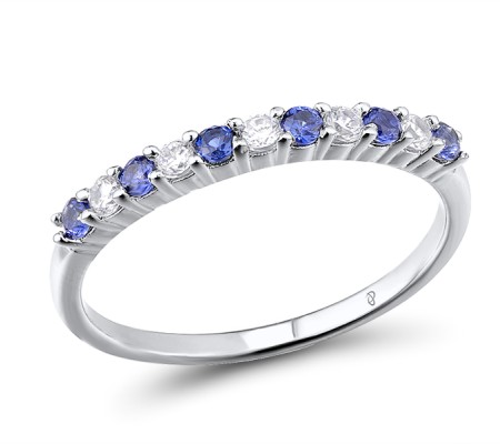 Sterling Silver Ring Tanzanite Blue Cubic Zirconia,White Cubic Zirconia (R301127TBWZSL925) - US 5