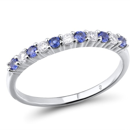 Sterling Silver Ring Tanzanite Blue Cubic Zirconia,White Cubic Zirconia (R301127TBWZSL925) - US 5