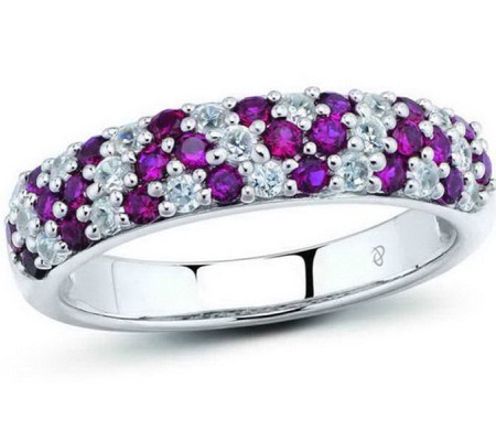 Sterling Silver Ring Created Ruby,White Cubic Zirconia (R301128CRZSL925) - US 5