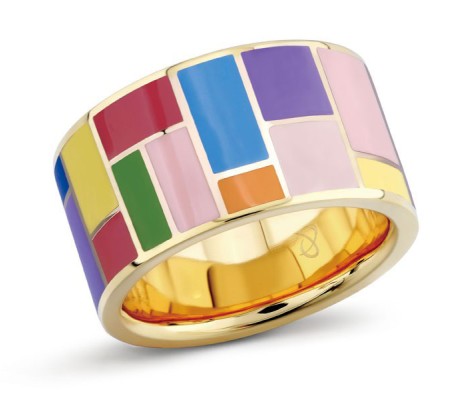 Sterling Silver w/ Yellow Plating Ring Diamond,Enamel (R301226ENASY925) - US 4.75