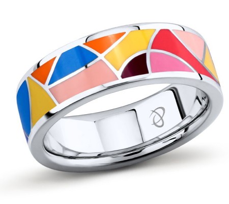 Sterling Silver Ring Diamond,Enamel (R301229BENASL925) - US 6.5