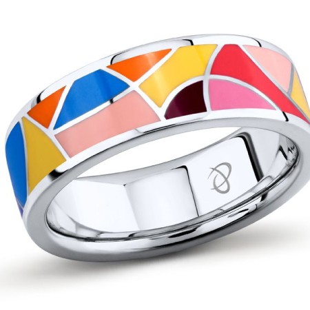 Sterling Silver Ring Diamond,Enamel (R301229BENASL925) - US 6.5