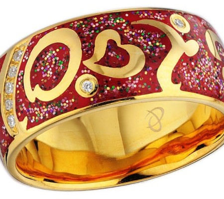 Sterling Silver w/ Yellow Plating Ring Diamond,Enamel,White Cubic Zirconia (R301246ENASY925) - US 4.5