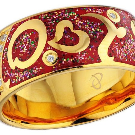 Sterling Silver w/ Yellow Plating Ring Diamond,Enamel,White Cubic Zirconia (R301246ENASY925) - US 4.5