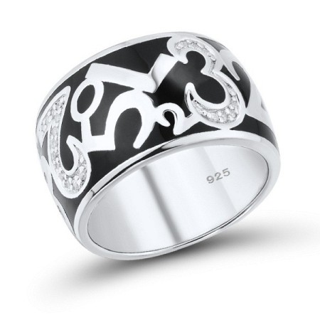 Sterling Silver Ring Diamond,Enamel,White Cubic Zirconia (R301249ENASL925)