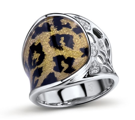 Sterling Silver Ring Enamel,White Cubic Zirconia (R301266ENASL925)