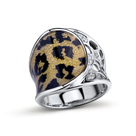 Sterling Silver Ring Enamel,White Cubic Zirconia (R301266ENASL925)