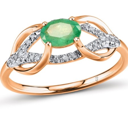 14KRW Ring Diamond,Emerald (R301405EMR14KRW) - US 7.25