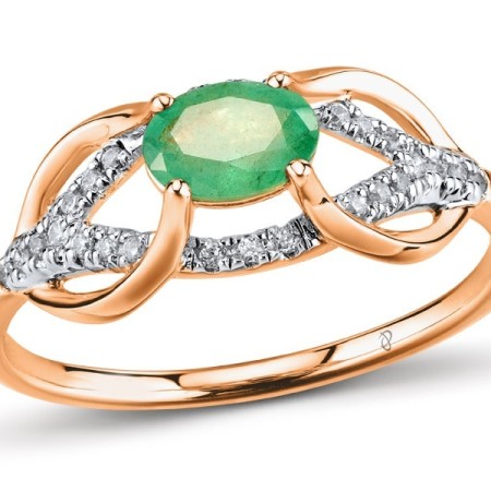 14KRW Ring Diamond,Emerald (R301405EMR14KRW) - US 7.25