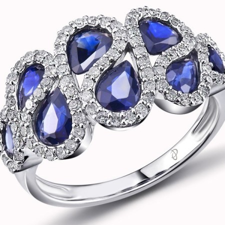 14KW Ring Blue Sapphire,Diamond (R301471SAP14KW) - US 6