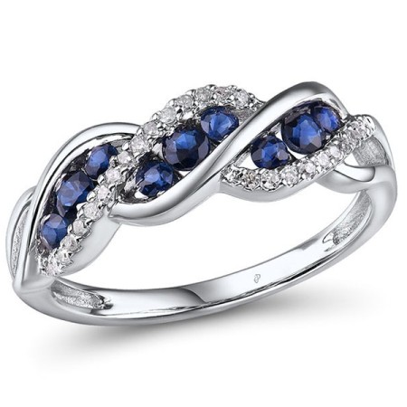 14KW Ring Blue Sapphire,Diamond (R303039SAP14KW) - US 6.5