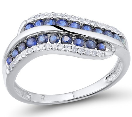14KW Ring Blue Sapphire,Diamond (R303040SAP14KW) - US 6
