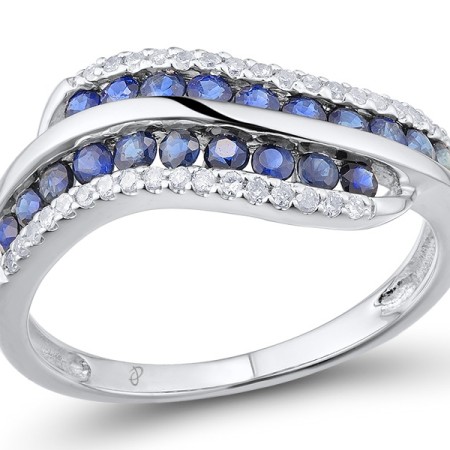 14KW Ring Blue Sapphire,Diamond (R303040SAP14KW) - US 6