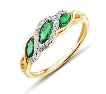 14KYW Ring Diamond,Emerald (R303044EMR14KYW) - US 6