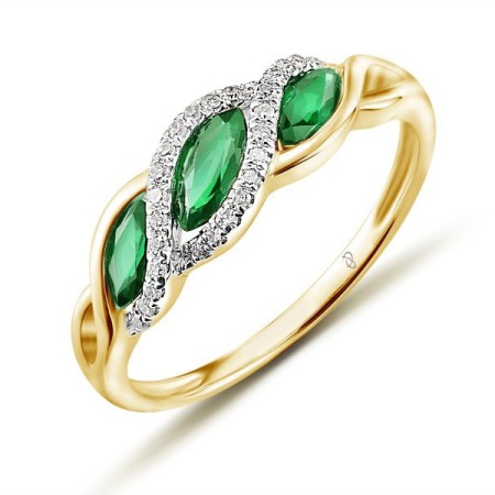 14KYW Ring Diamond,Emerald (R303044EMR14KYW) - US 6