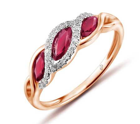 14KRW Ring Diamond,Ruby (R303044RUY14KRW) - US 9.5