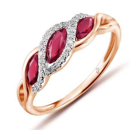 14KRW Ring Diamond,Ruby (R303044RUY14KRW) - US 9.5