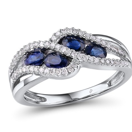 14KW Ring Blue Sapphire,Diamond (R303096SAP14KW)