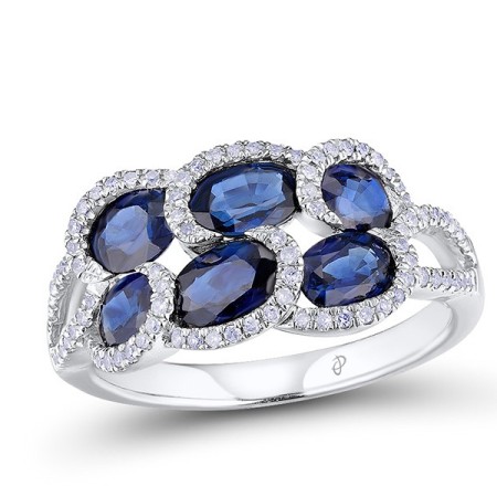 14KW Ring Blue Sapphire,Diamond (R303100SAP14KW) - US 5.5