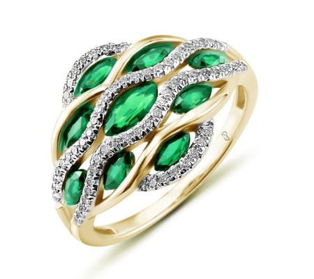 14KYW Ring Diamond,Emerald (R303104EMR14KYW) - US 7