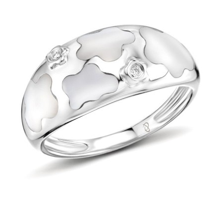 Sterling Silver Ring White Cubic Zirconia,White Shell (R303336WMPSL925)