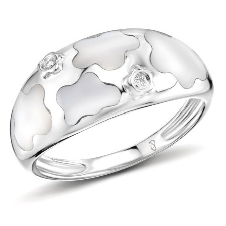 Sterling Silver Ring White Cubic Zirconia,White Shell (R303336WMPSL925)