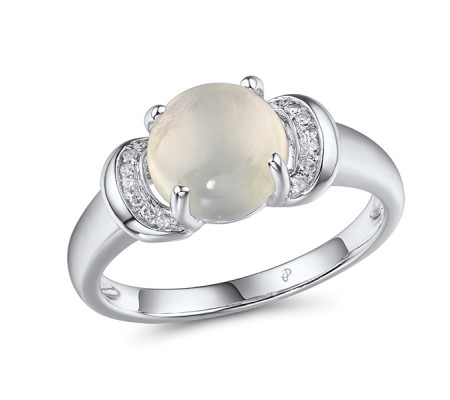 14KW Ring Diamond,Prehnite (R303398PRN14KW) - US 6.5