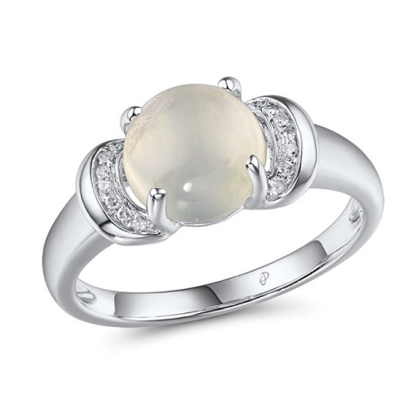 14KW Ring Diamond,Prehnite (R303398PRN14KW) - US 6.5