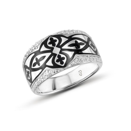 Sterling Silver Ring Enamel,White Cubic Zirconia (R303410ENASL925)
