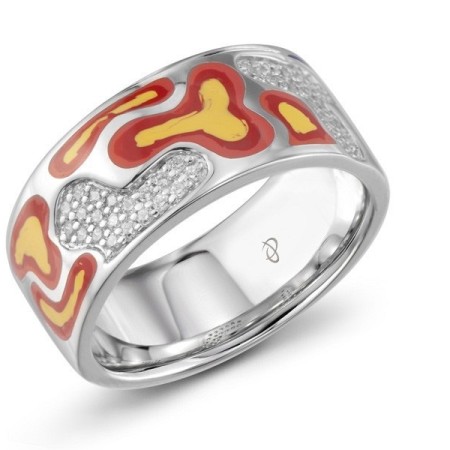 Sterling Silver Ring Enamel,White Cubic Zirconia (R303413ENA1SL925)