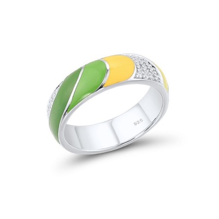 Sterling Silver Ring Enamel,White Cubic Zirconia (R303415ENASL925)