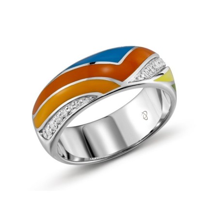 Sterling Silver Ring Diamond,Enamel,White Cubic Zirconia (R303419ENA5SL925)