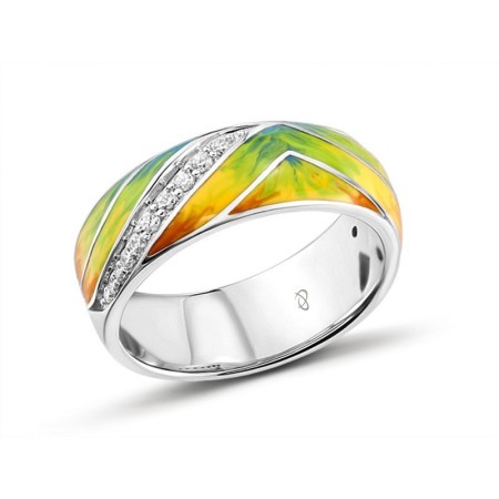 Sterling Silver Ring Enamel,White Cubic Zirconia (R303419ENASL925)