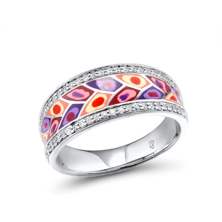 Sterling Silver Ring White Cubic Zirconia,Enamel (R303420ENASL925)